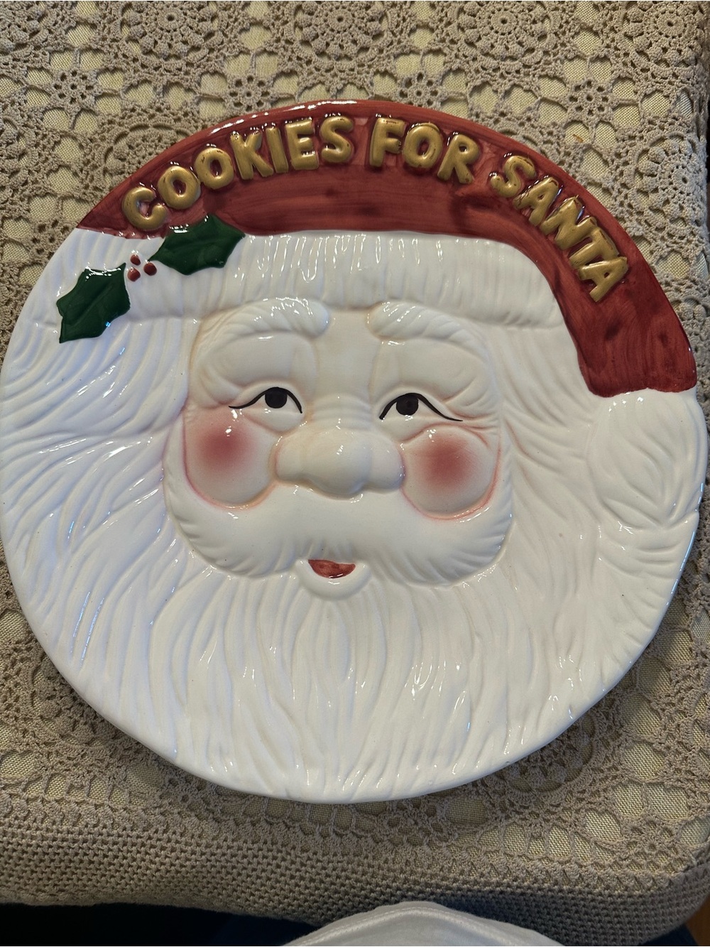 Cookies for Santa Ceramic Serving Plate - White and Red